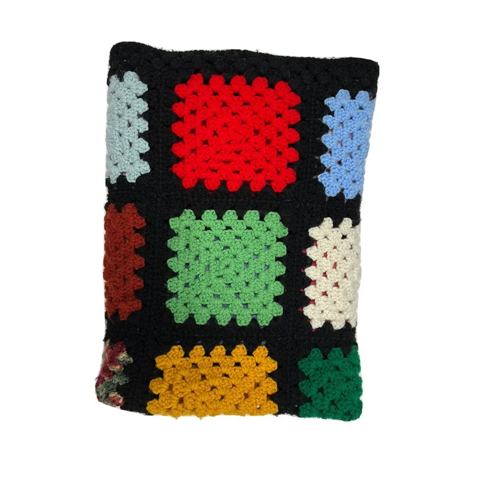Vtg Granny Square Afghan Throw Crochet Blanket 33